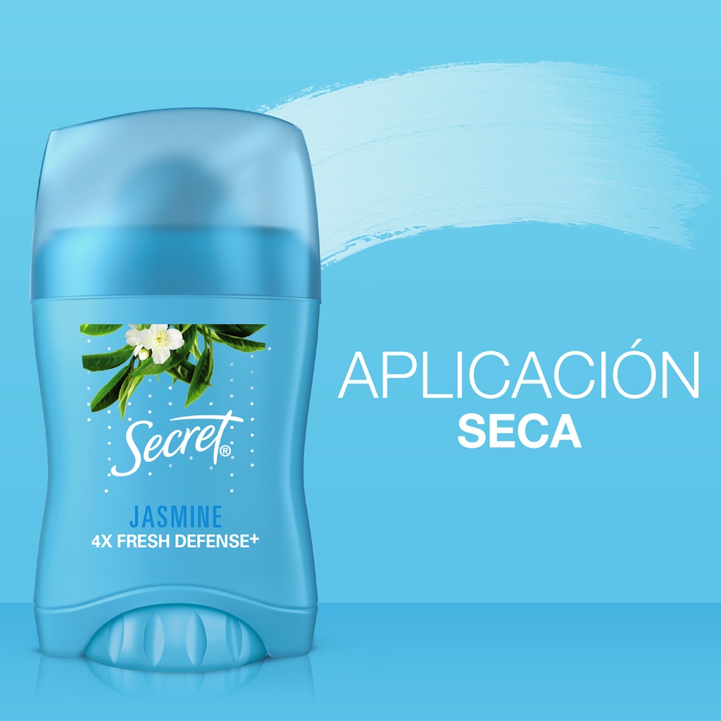 SECRET - Barra invisible antitranspirante aplicacion seca SECRET - JASMINE 4X FRESH DEFENSE+ x 45 g
