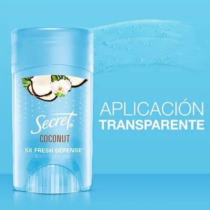 SECRET - Gel invisible antitranspirante SECRET - 5X FRESH DEFENSE COCONUT x 45 g