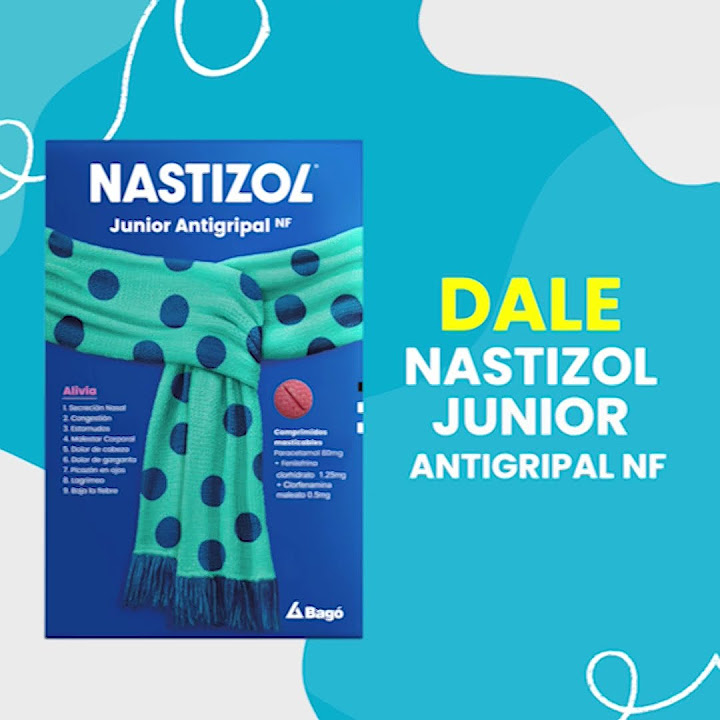 NASTIZOL JUNIOR ANTIGRIPAL NF - Comprimidos masticables caja x 30 - SABOR TUTIFRUTI - 80 mg + 0.5 mg + 1.25 mg