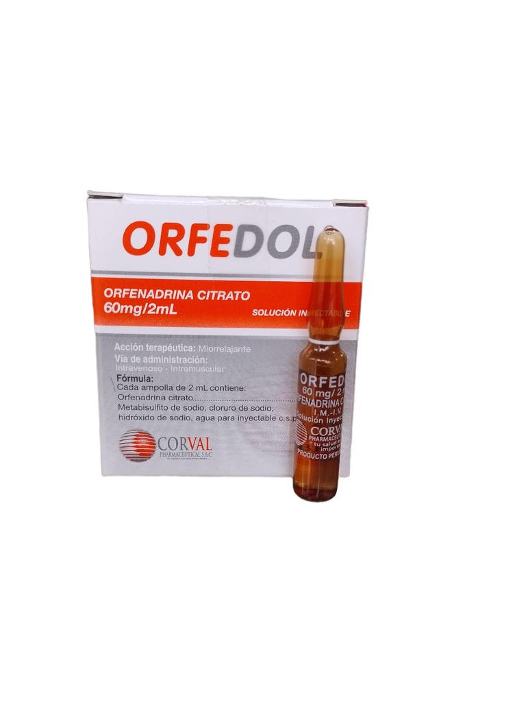 ORFEDOL - Solucion inyectable ampolla via I.M. - I.V. caja x 25 - 60 mg / 2 mL