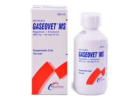 GASEOVET MS - Suspension oral x 220 mL - 800 mg + 60 mg / 10 mL