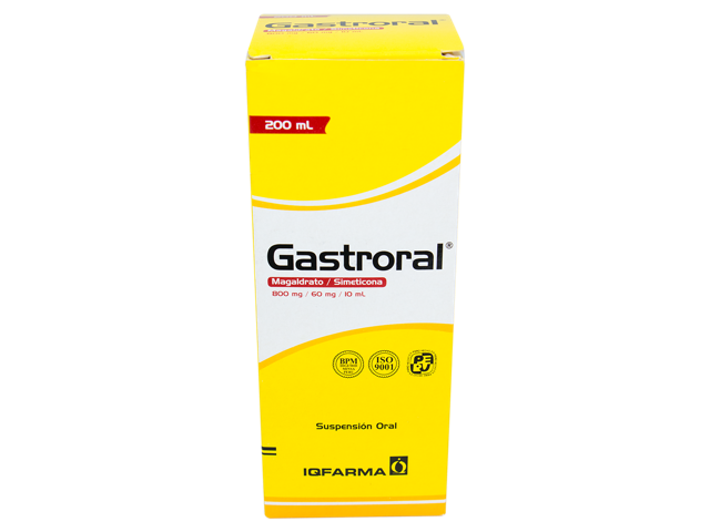 GASTRORAL - Suspension oral x 200 mL - 800 mg + 60 mg / 10 mL