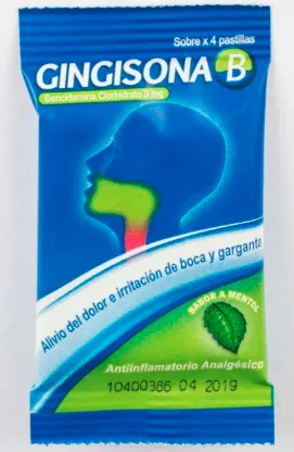 GINGISONA B - Pastillas caja x 240 (60 sobres x 4 c/u) - sabor MENTOL