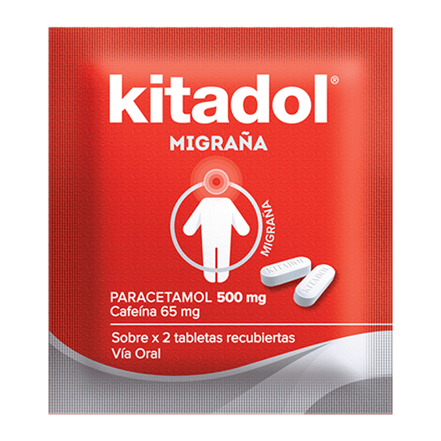 KITADOL MIGRAÑA - Tab. rec. caja x 80 (40 sobres x 2 c/u) - 500 mg + 65 mg