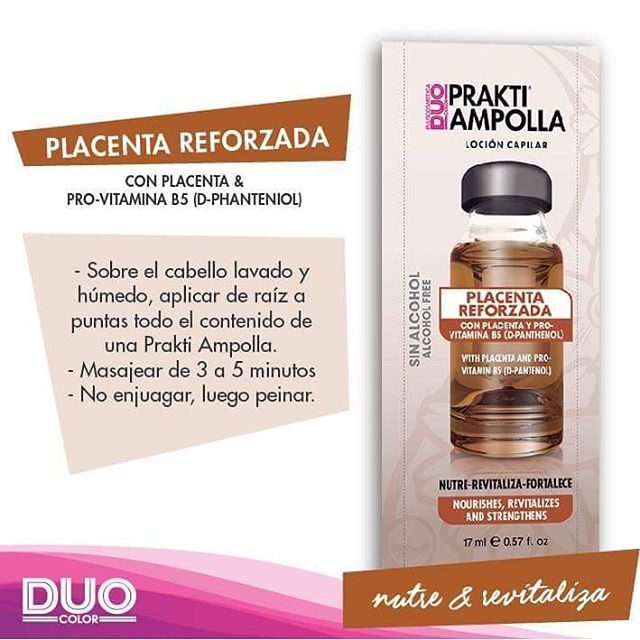 PRAKTI AMPOLLA - Placenta Reforzada y PRO Vitamina B5 (D - Panthenol) x 17 mL