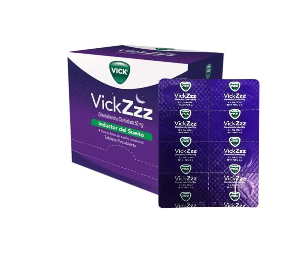 VICKZZZ - Inductor del sueno - Tabletas recubiertas caja x 40 - 50 mg