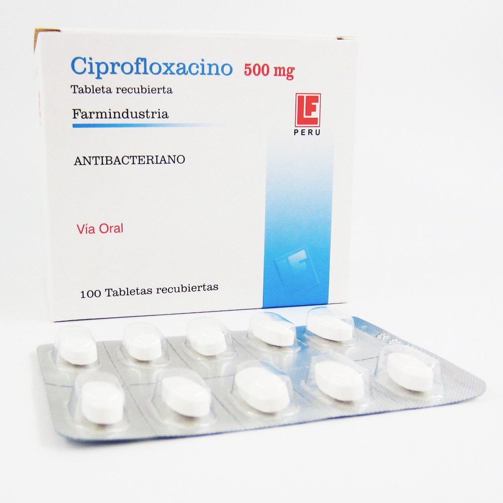 CIPROFLOXACINO FARMINDUSTRIA - Tabletas recubiertas caja x 100 - 500 mg