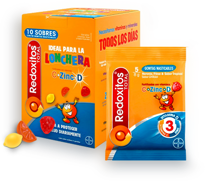 REDOXITOS TOTAL - Gomitas masticables con sabor a naranja, fresa y papaya - 5 gomitas - 8 g