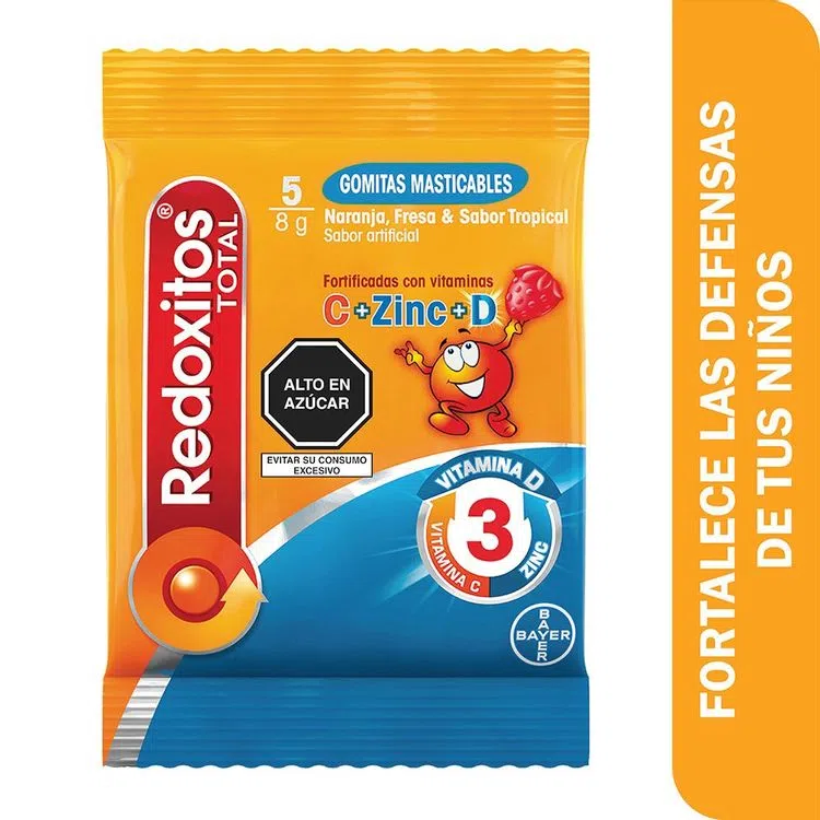 REDOXITOS TOTAL - Gomitas masticables con sabor a naranja, fresa y papaya - 5 gomitas - 8 g