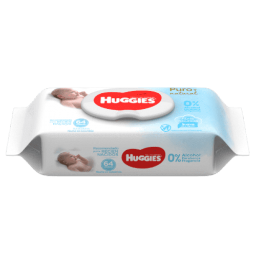 HUGGIES - Toallitas humedas para RECIEN NACIDOS - PURO Y NATURAL x 64 unidades