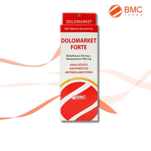 DOLOMARKET FORTE - Tabletas recubiertas caja x 200 - 50 mg + 500 mg