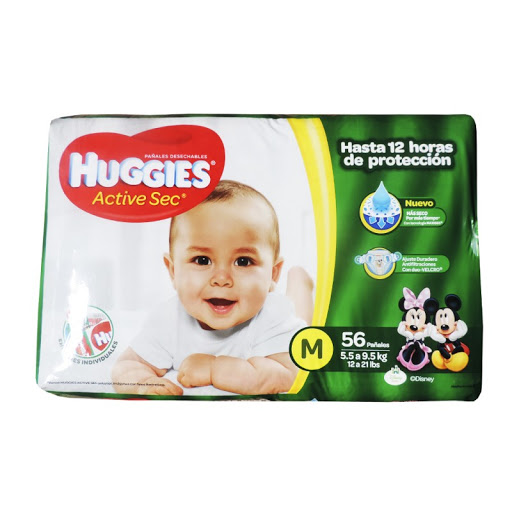 PANALES HUGGIES - Panales desechables ACTIVE SEC con orejas elasticas