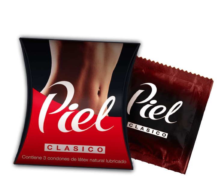 PIEL - Condones de latex natural lubricados x 3