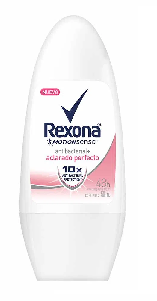 REXONA - Antitranspirante roll on MOTIONSENSE ANTIBACTERIAL + ACLARADO PERFECTO 10X ANTIBACTERIAL PROTECTION 48h x 50 mL