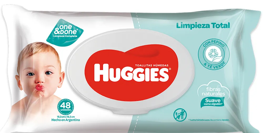 HUGGIES - Toallitas humedas ONE&amp;DONE LIMPIEZA COMPLETA - LIMPIEZA TOTAL x 48 unidades