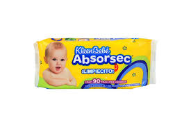 KLEEN BEBE - Toallitas humedas ABSORSEC - Hipoalergenicas - Sin parabenos - Sin alcohol x 90