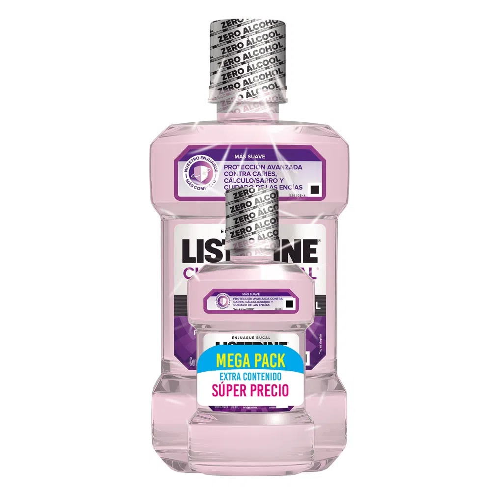 MEGA PACK LISTERINE CUIDADO TOTAL ZERO ALCOHOL - Enjuague Bucal CUIDADO TOTAL / ZERO ALCOHOL - MENTA FRESCA x 500 mL +  x 180 mL