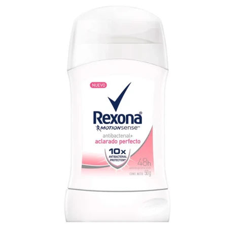 REXONA - Antitranspirante stick MOTIONSENSE - ANTIBACTERIAL + ACLARADO PERFECTO 10X ANTIBACTERIAL PROTECTION 48h x 50 g