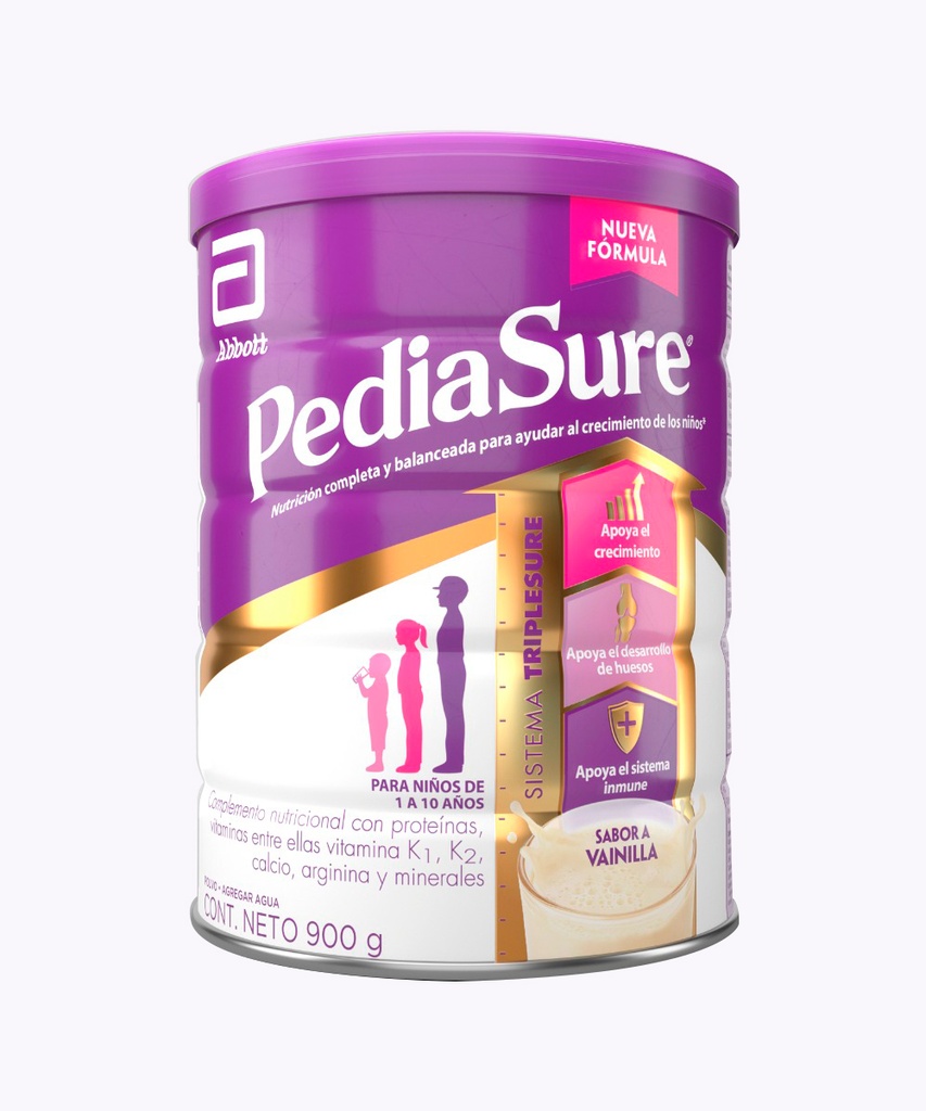 PEDIASURE - Suplemento alimenticio en POLVO SISTEMA TRIPLE SURE - NINOS 2 A 10 ANOS x 900 g