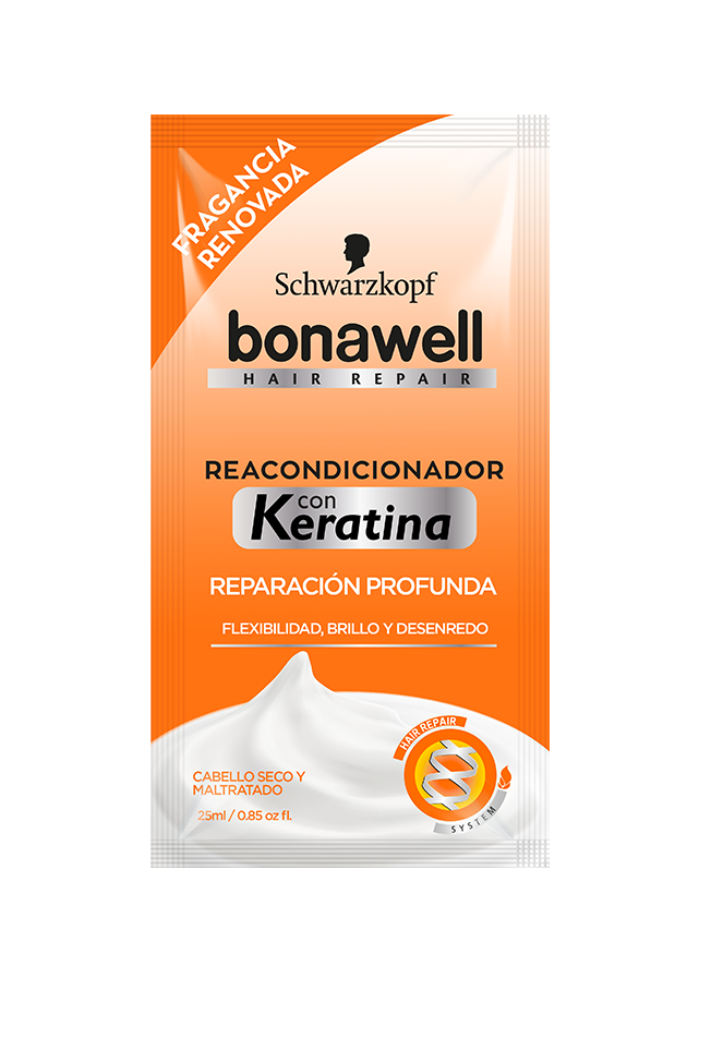 REACONDICIONADOR BONAWELL - Reacondicionador BONAWELL para cabello seco / maltratado - HAIR REPAIR con KERATINA - REPARACION PROFUNDA x 25 mL