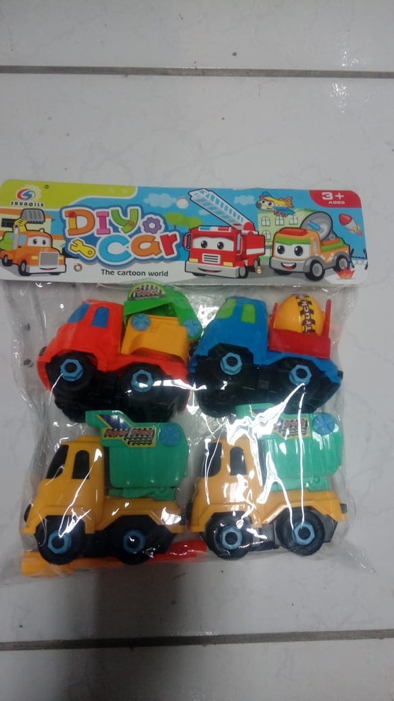 SET CAMIONES - Set de camiones CONSTRUCTOR DIY CAR caja x 4