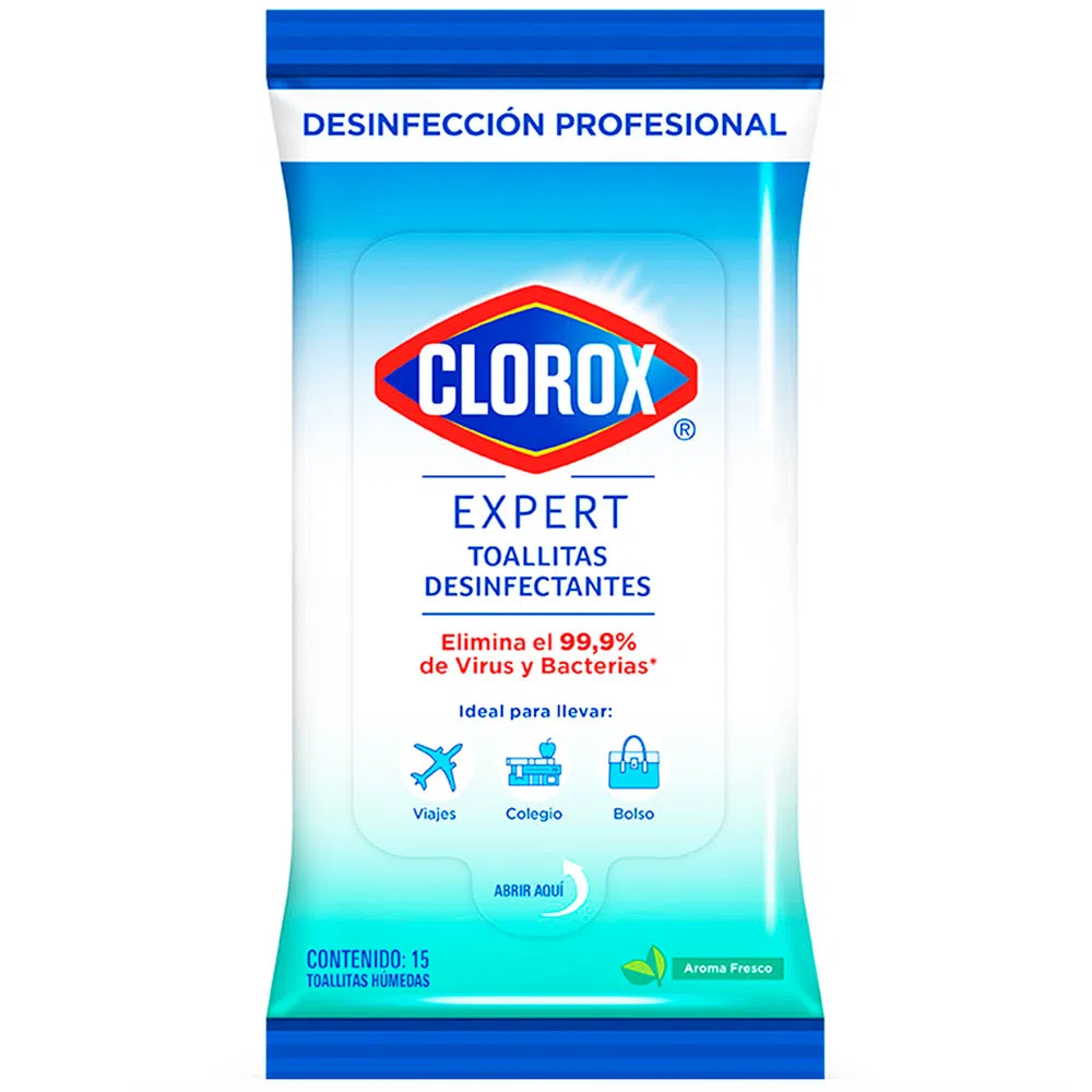 CLOROX EXPERT - Toallitas desinfectantes AROMA FRESCO paquete x 15 toallitas