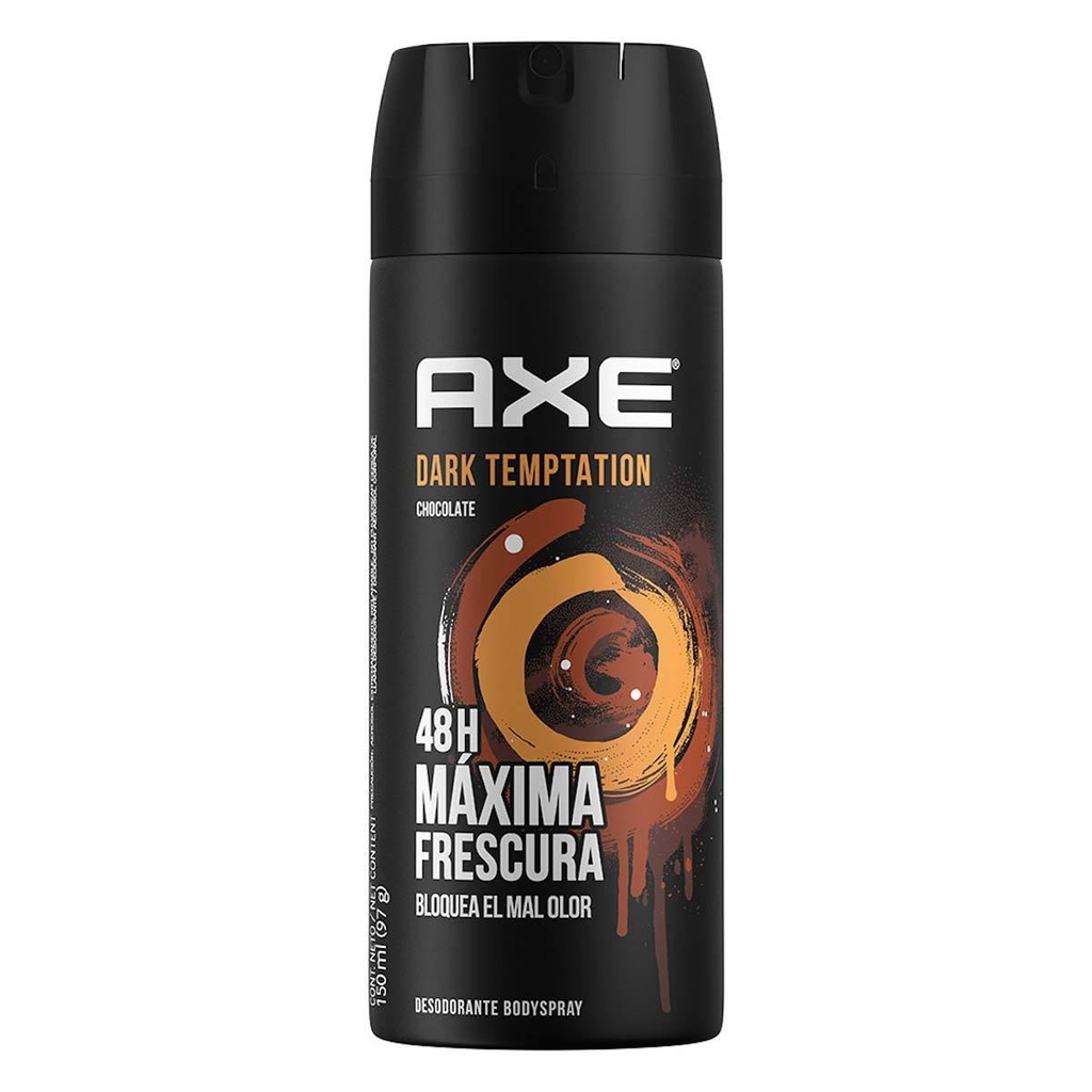 AXE - Desodorante corporal en spray DARK TEMPTATION CHOCOLATE 48h FRAGANCIA + FRESCURA DESTRUYE EL MAL OLOR x 97 g / 150 mL