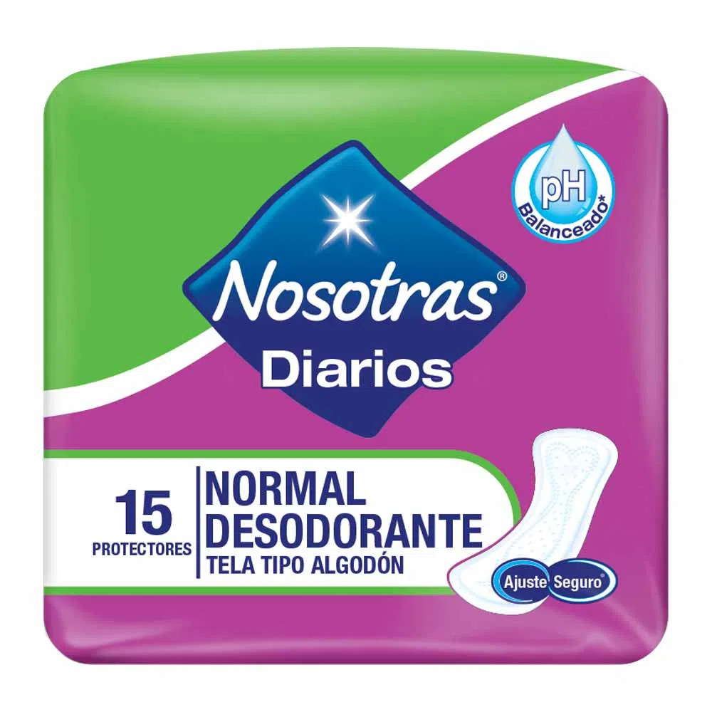 NOSOTRAS DIARIOS - Protectores intimos NOSOTRAS - NORMAL DESODORANTE - TELA TIPO ALGODON x 15 unidades