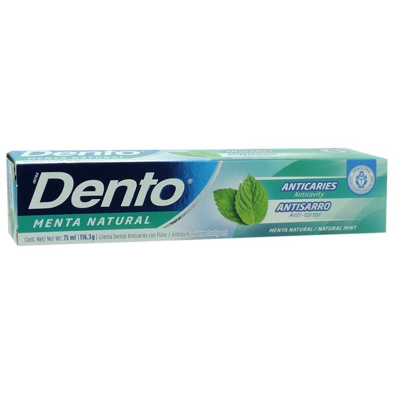 DENTO MENTA NATURAL - Crema dental anticaries con fluor MENTA NATURAL x 75 mL - 116.3 g