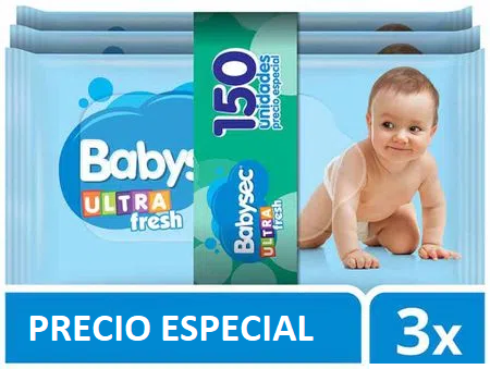 PRECIO ESPECIAL BABYSEC ULTRA FRESH - 150 unidades precio especial BABYSEC ULTRA FRESH - 3 paquetes x 50 unidades