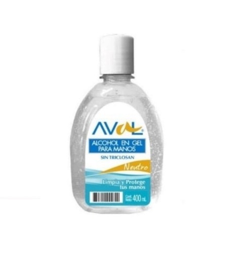 AVAL - Alcohol en gel para manos SIN TRICLOSAN - NEUTRO x 400 mL