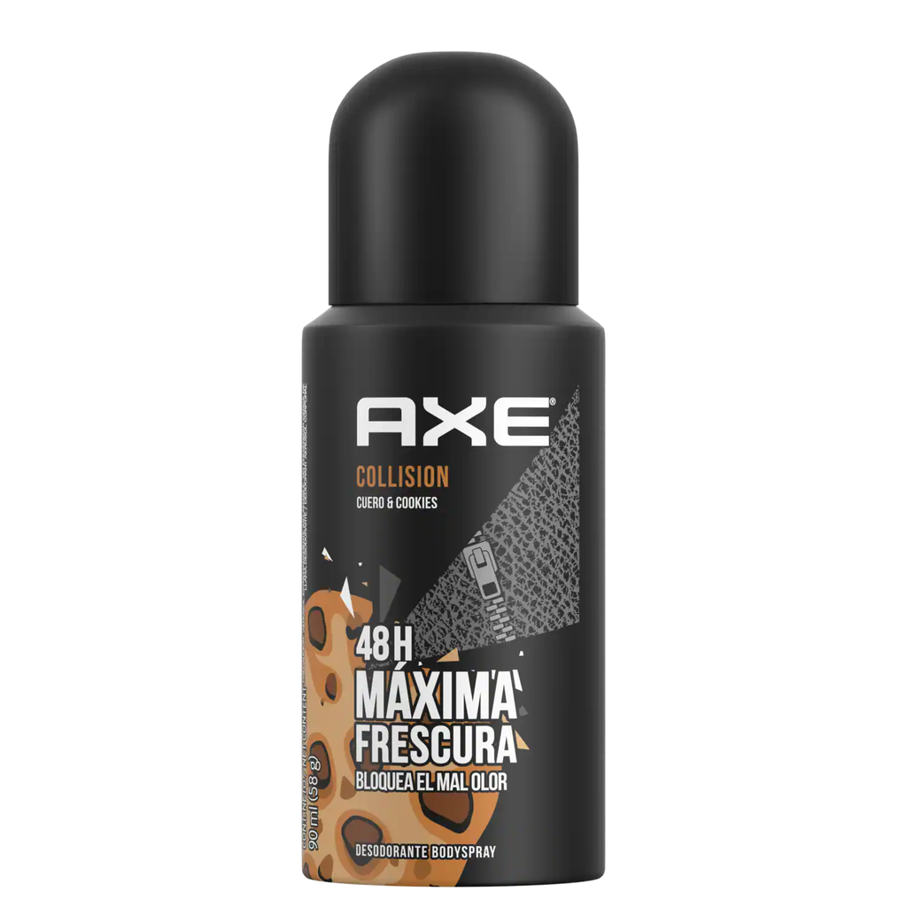 AXE - Desodorante corporal en spray COLLISION CUERO &amp; COOKIES 48H MAXIMA FRESCURA x 58 g / 90 mL