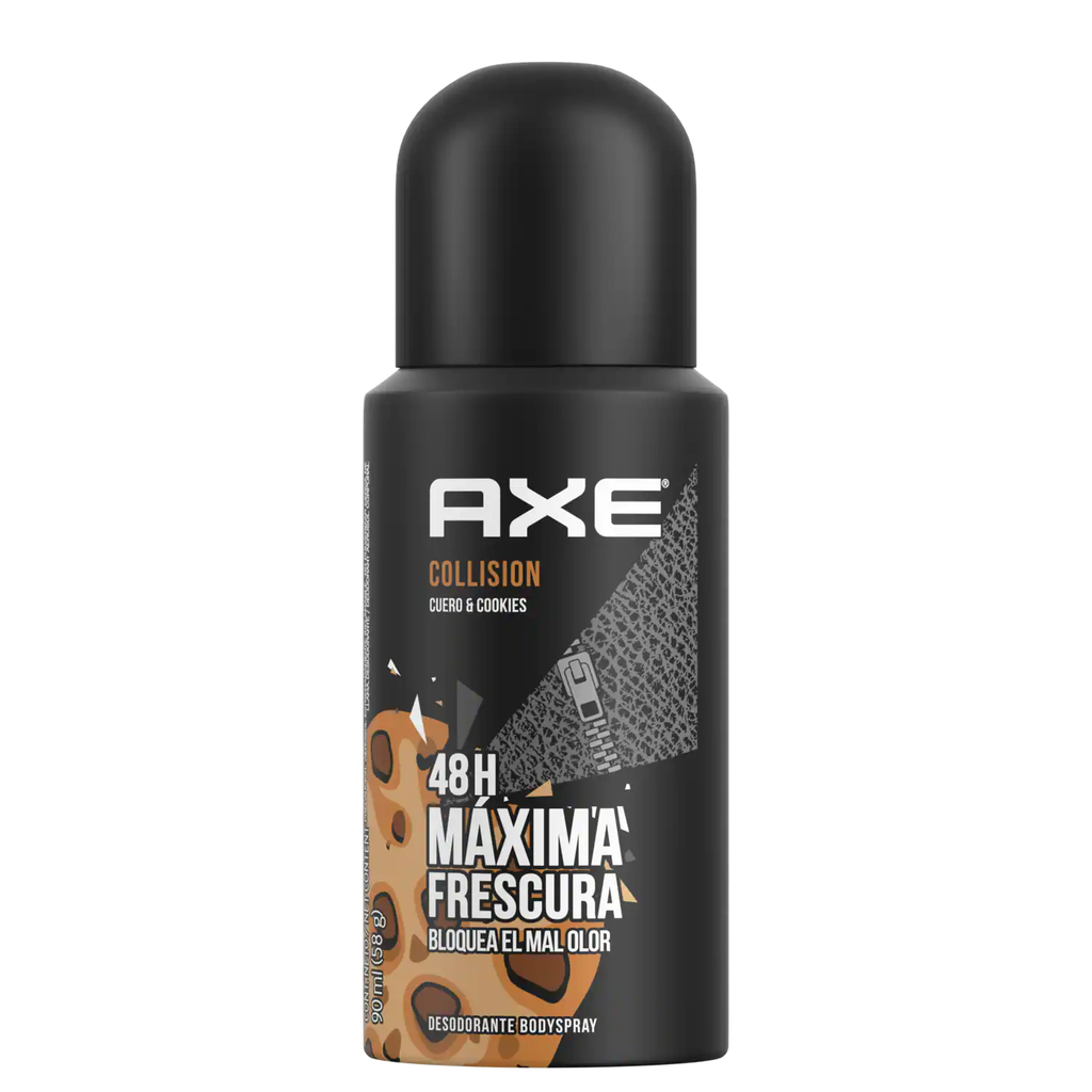 AXE - Desodorante corporal en spray COLLISION CUERO &amp; COOKIES 48H MAXIMA FRESCURA x 97 g / 150 mL (copiar)