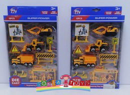 SET CARRITOS TRUCK - Set de carritos BOMBEROS / CONSTRUCTOR - DIE CAST SUPER POWER caja x 10