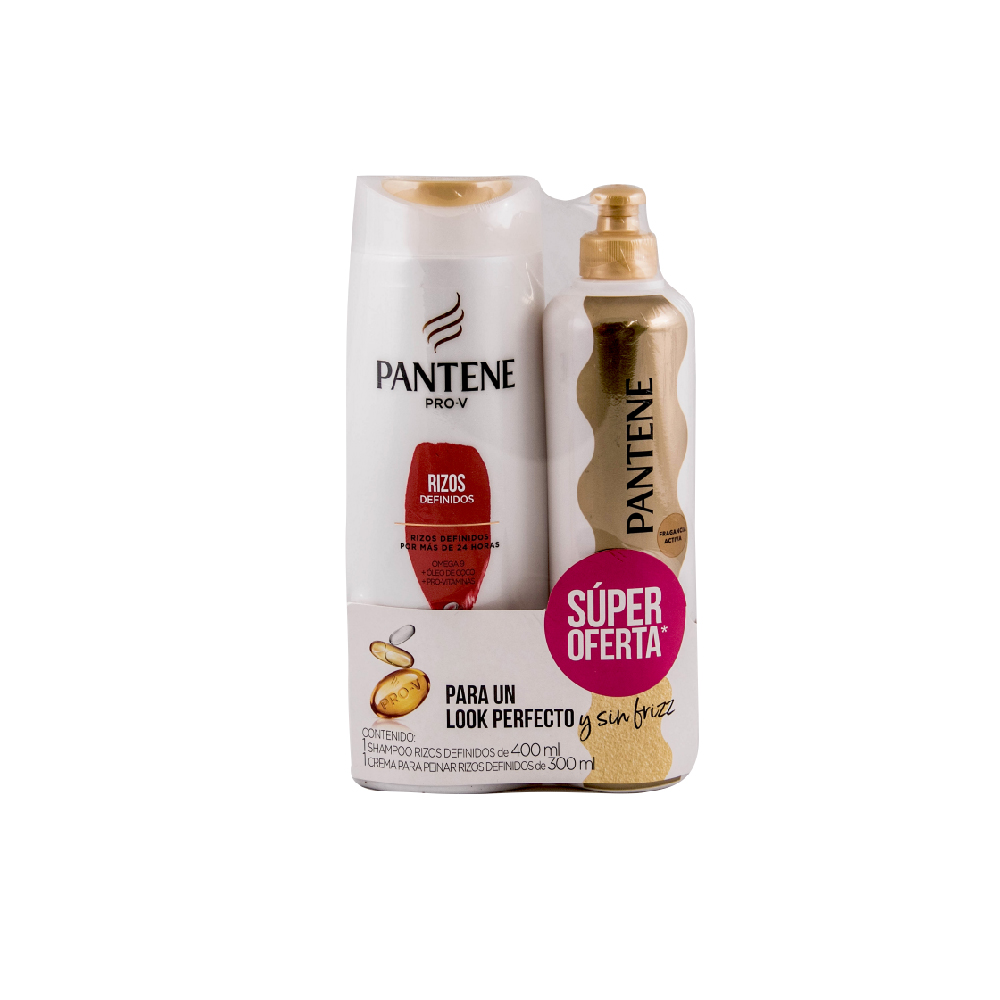 SUPER OFERTA PANTENE - Shampoo PRO - V RIZOS DEFINIFOS x 400 mL + Crema para peinar PANTENE - RIZOS DEFINIDOS x 300 mL