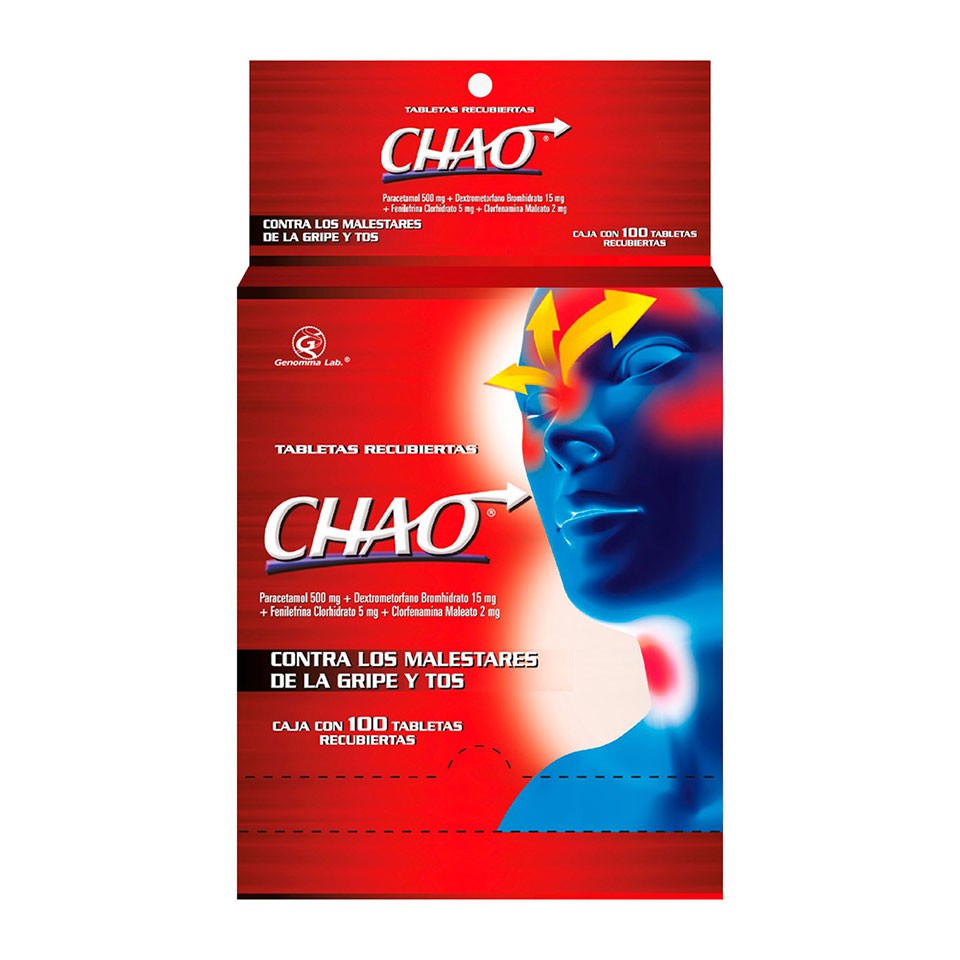 CHAO NF - Tabletas recubiertas caja x 100 (50 sobres x 2 c/u) - 500 mg + 15 mg +5 mg + 2 mg