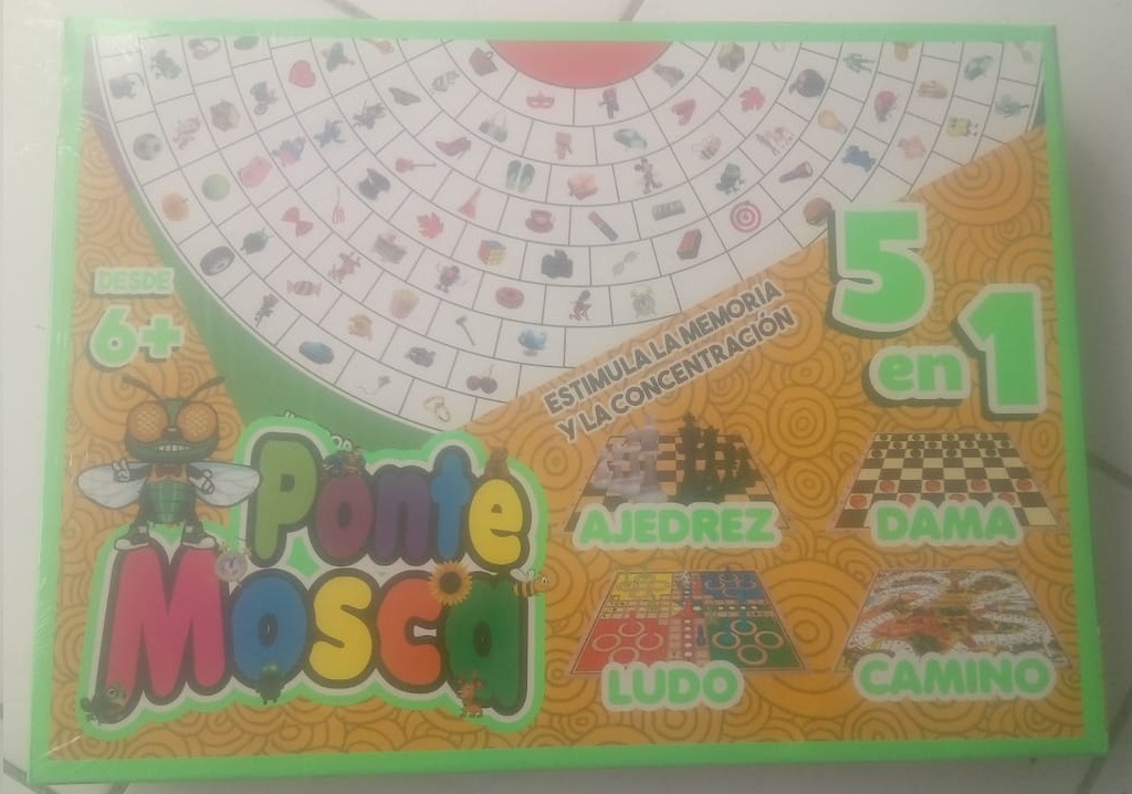 PONTE MOSCA KIDS - Juego didactico PONTE MOSCA KIDS - 5 en 1 - AJEDREZ - DAMA - LUDO - CAMINO