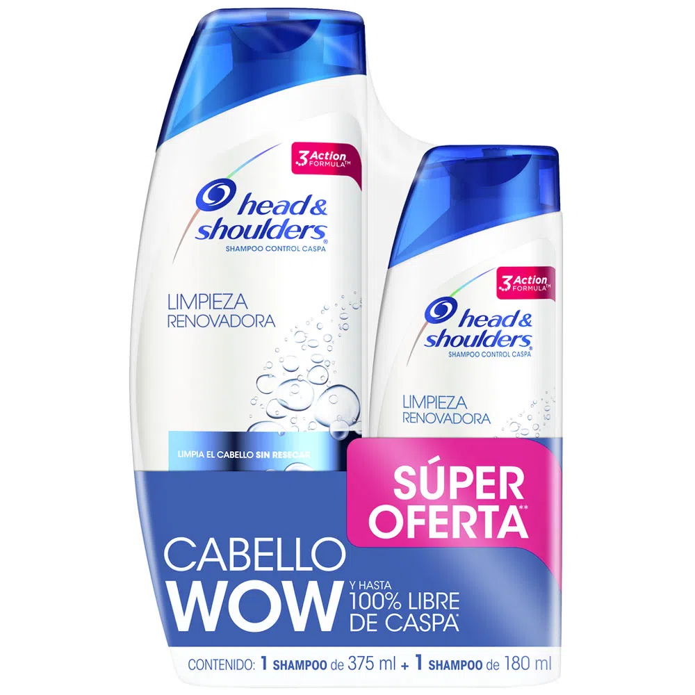 SUPER OFERTA SHAMPOOS H&amp;S - Shampoo Control Caspa 2 en 1 LIMPIEZA RENOVADORA x 375 mL + 180 mL