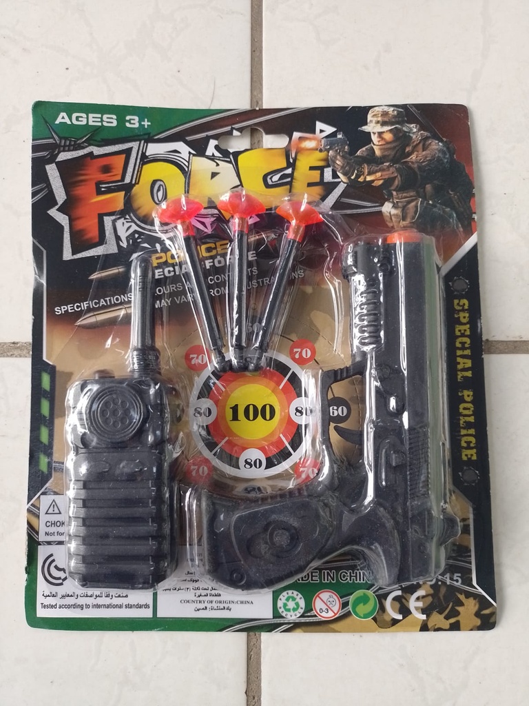 PISTOLA DARDOS - Pistola de juguete lanza dardos FORCE POLICE