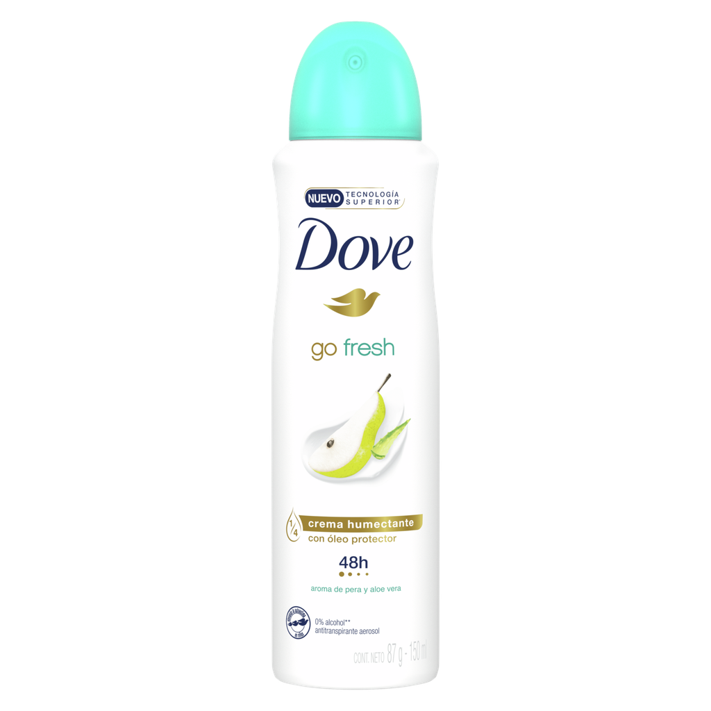 DOVE GO FRESH - Aerosol antitranspirante - 1/4 CREMA HUMECTANTE 48H - CON OLEO PROTECTOR - AROMA DE GRANADA Y VERBENA x 87 g / 150 mL (copiar)