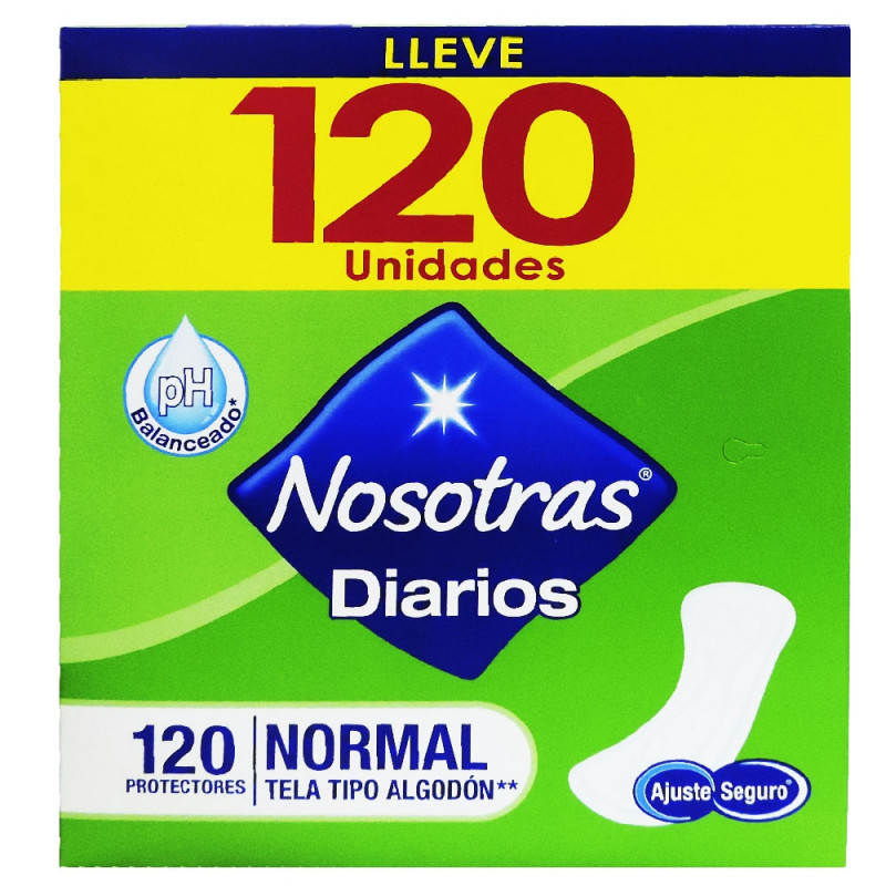 NOSOTRAS DIARIOS - Protectores intimos NOSOTRAS - NORMAL - Tela tipo algodon x 120 unidades