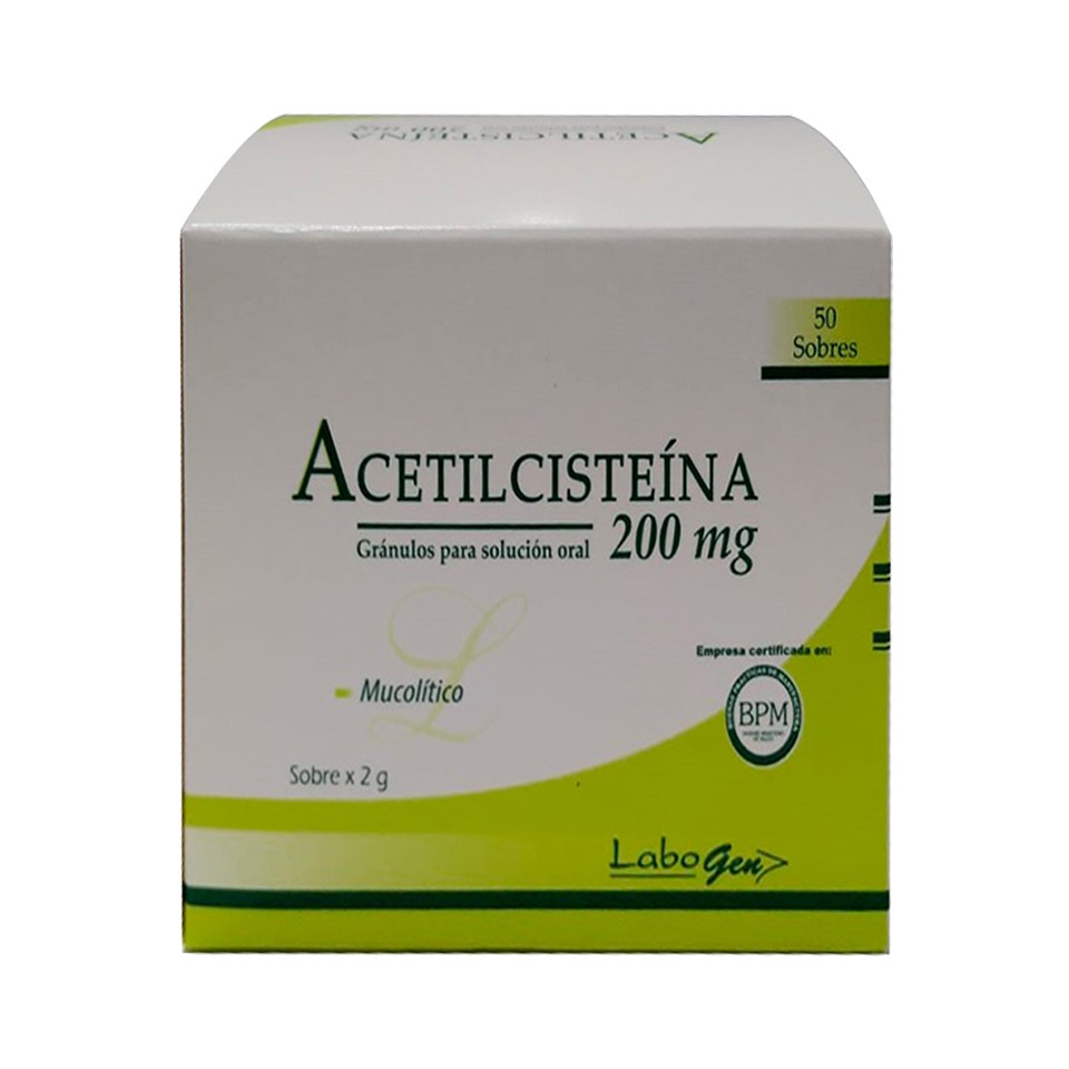 ACETILCISTEINA - Granulados para solucion oral caja x 50 sobres x 2 g - 200 mg