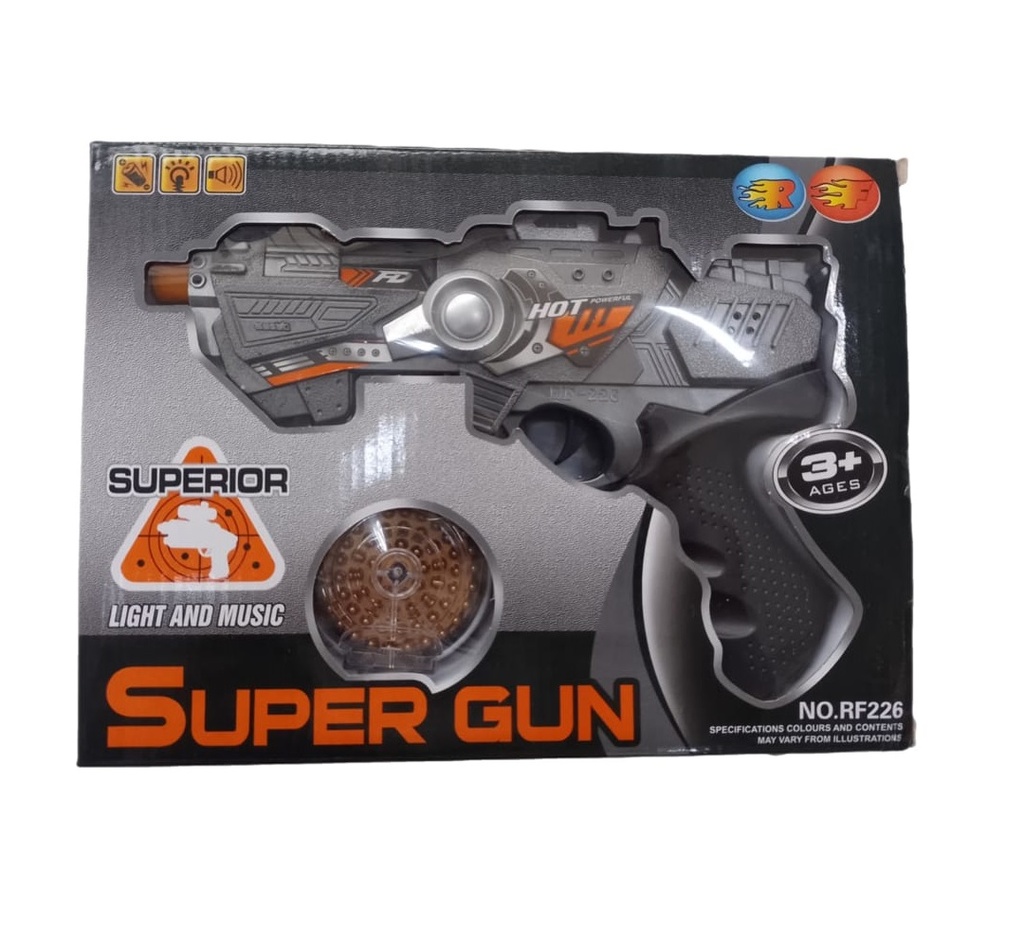 PISTOLA LUCES - Juguete de pistola SUPER GUN con luces y sonidos en caja