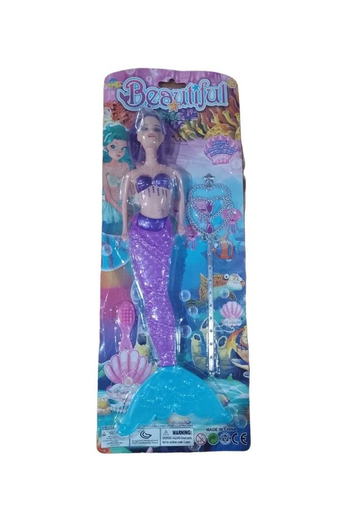 SIRENA - Muneca sirena BEAUTIFUL con varita de corazon en blister