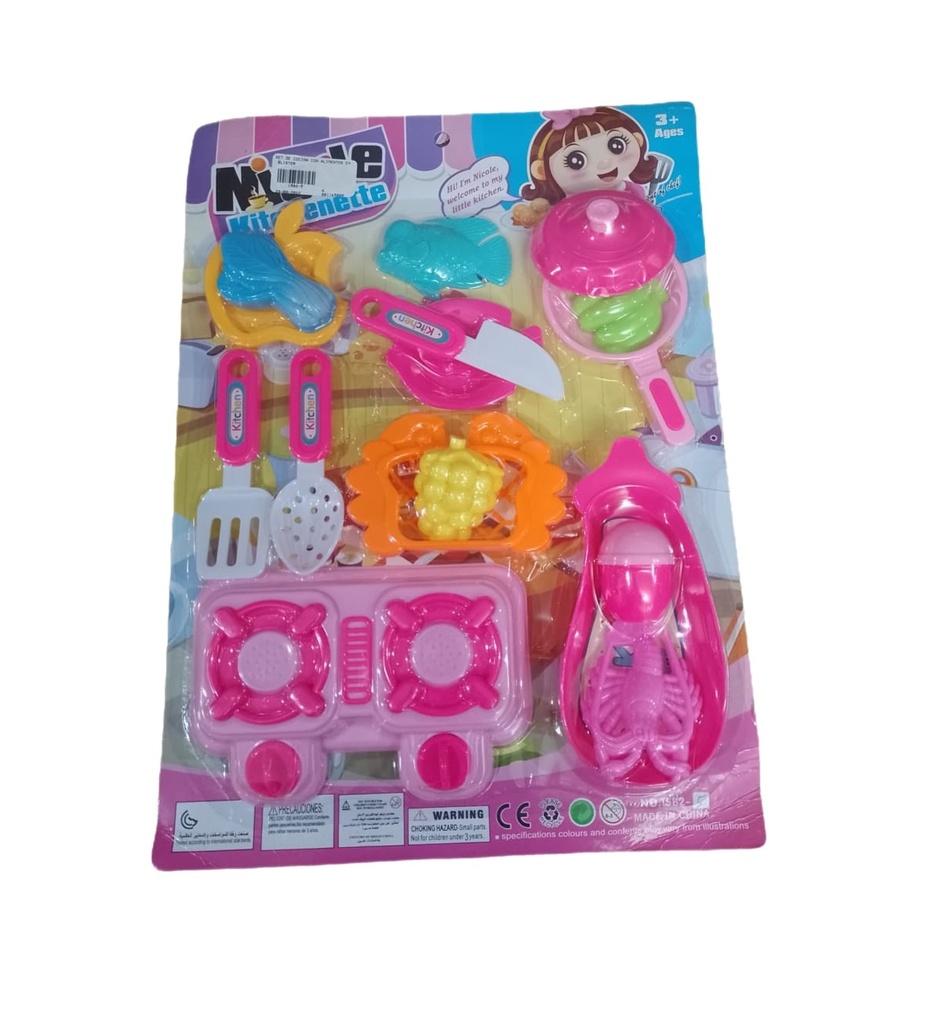 SET DE COCINA - Set de cocina GRANDE de JUGUETE - NICOLE KITCHENETTE para ninas en blister