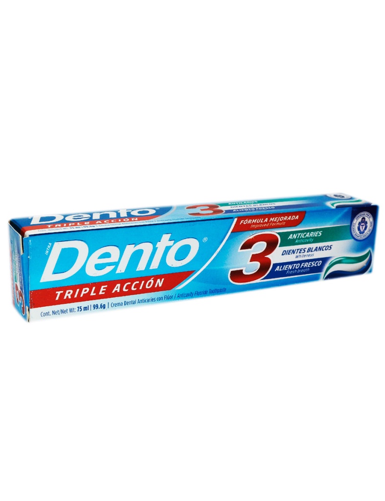 DENTO 3 - Crema dental anticaries con fluor TRIPLE ACCION x 80 g