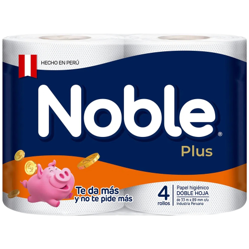 NOBLE - Papel higienico Plus -  DOBLE HOJA x 4 unidades