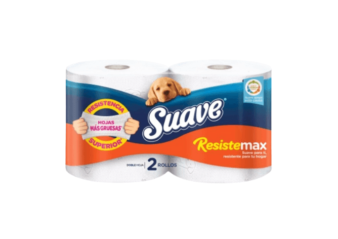 SUAVE - Papel higienico RESISTEMAX - DOBLE HOJA 40 metros x 4 ROLLOS (copiar)