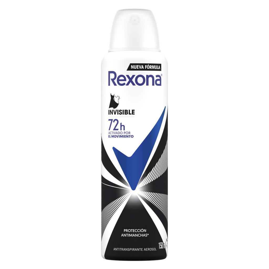 REXONA - Antitranspirante aerosol INVISIBLE - PROTECCION ANTIMANCHAS  72h x 150 mL / 87 g