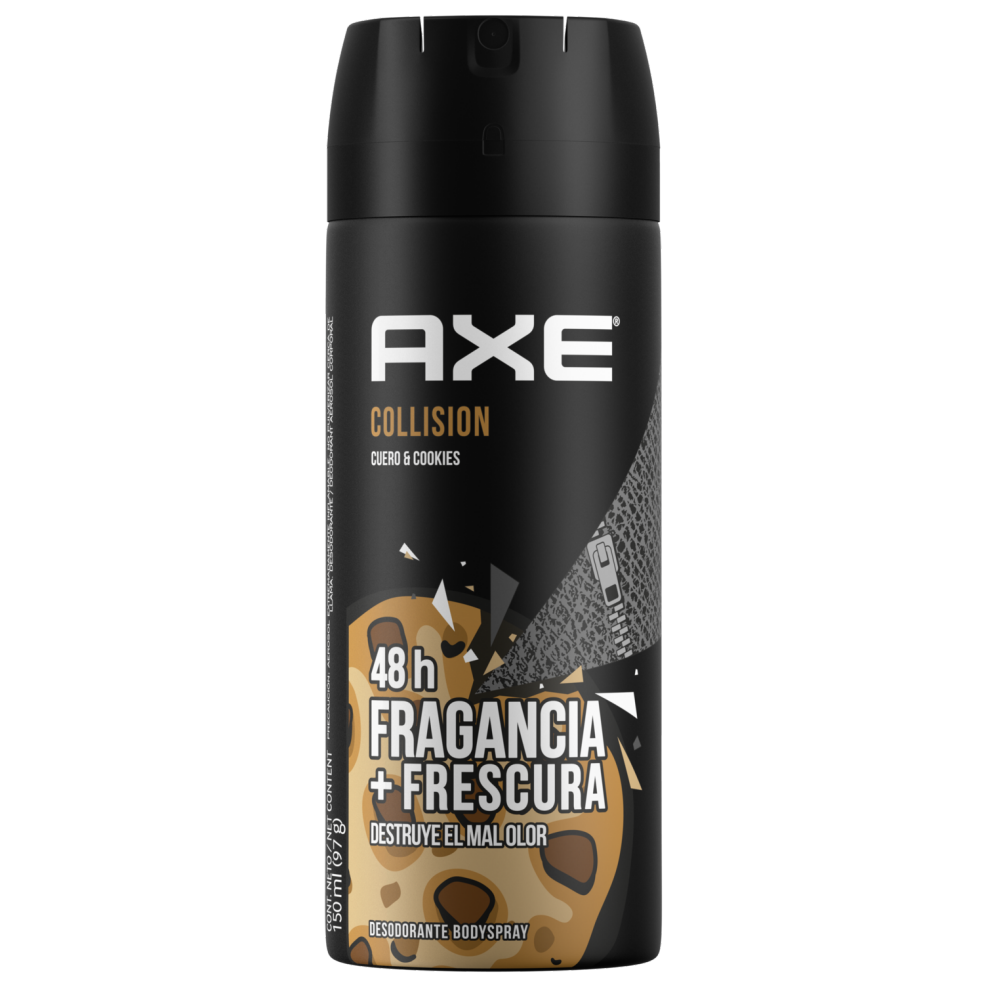 AXE - Desodorante corporal en spray COLLISION CUERO &amp; COOKIES 48H MAXIMA FRESCURA x 97 g / 150 mL (copiar)